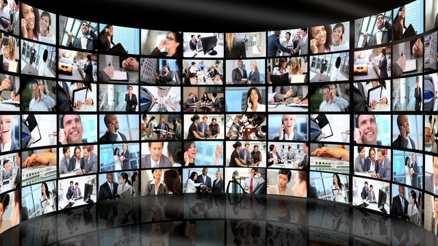 Montage Video Wall Business People