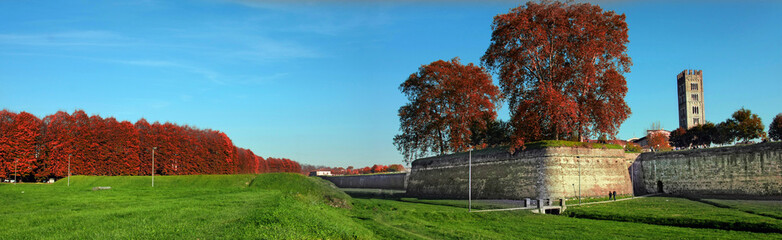 Outside the old wall of the city of Lucca, Italy