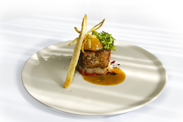 duck burger with peach jelly