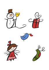 Buntes Clipart-Set: Winter und Weihnachten