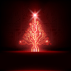 Vector electronic christmas tree
