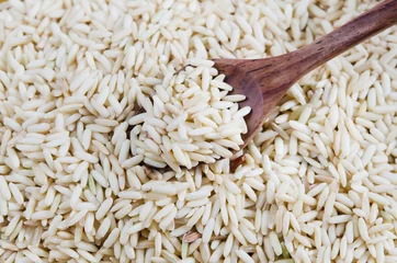 Plexiglas foto achterwand rice grains and spoon © rakT