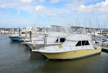 Fototapeta premium moored boats at a marina florida, usa