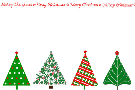 festive card design with christmas trees in a row