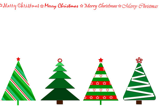card design with a row of christmas trees  and greetings