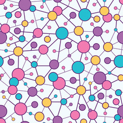 Vector Molecular Structure Seamless Pattern background with many