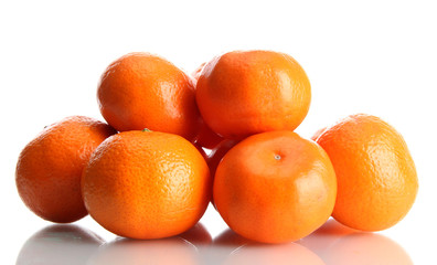 ripe tangerines isolated on white