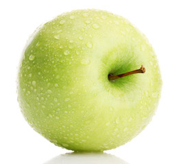 Ripe green apple isolated on white