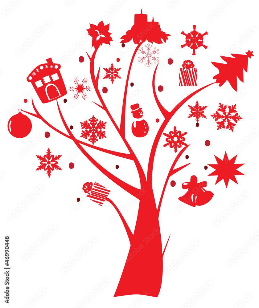 Wall mural vector tree with holiday elements