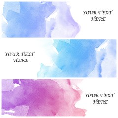 set of three banners, abstract colorful water color background