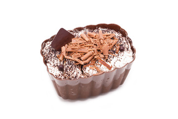 Chocolate moose dessert isolated on white background.