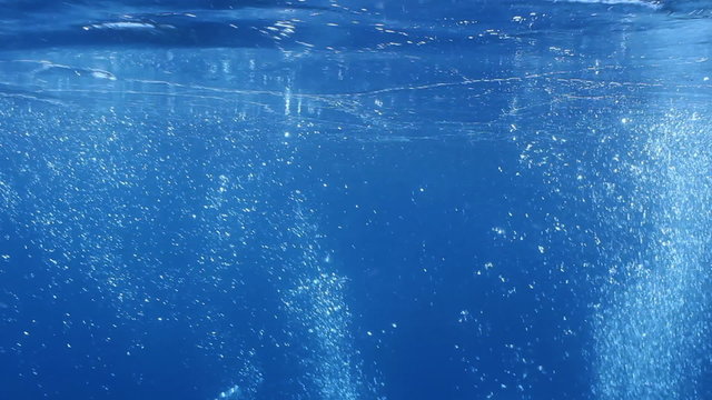 A lot of bubbles from the deep to the sea surface.