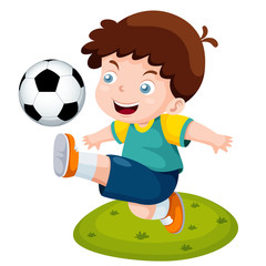 illustration of Cartoon boy playing soccer