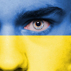 Ukraine flag on face