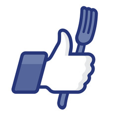 Thumbs Up symbol icon with fork