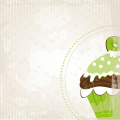 Kiwi Cupcake auf Grunge Hintergrund