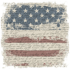 Vintage usa flag background with isolate grunge borders. Vector