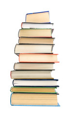 stack of books on a white background