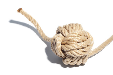 knotted rope on white background