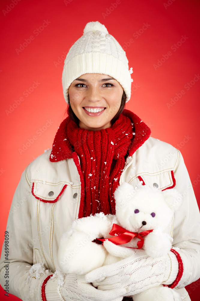 Sticker girl with teddy bear