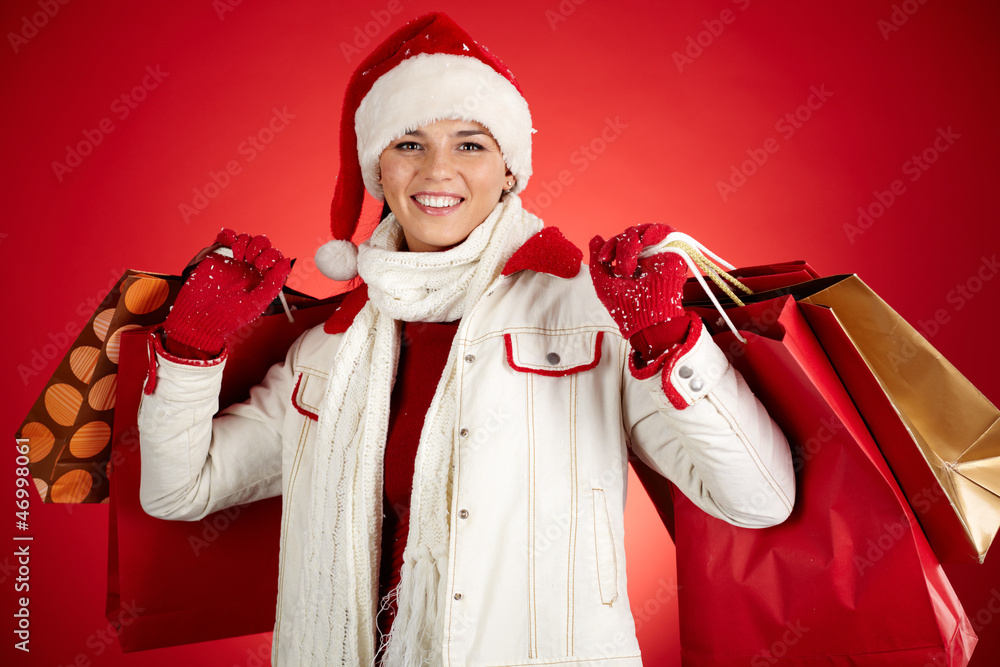 Poster Girl with shopping bags