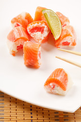 sushi with grapefruit in rice paper