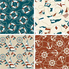 4 nautical seamless patterns