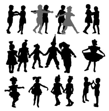 Dancing children silhouettes