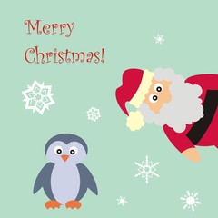 Weihnachtsmann und Pinguin