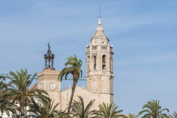 Fototapeta na wymiar Sant Bartomeu i Santa Tecla church at Sitges, Spain