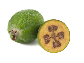 Cut feijoas isolated