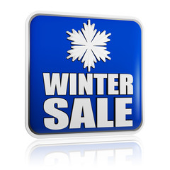 winter sale blue banner with snowflake symbol