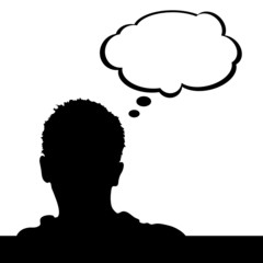 man with white cloud for text vector silhouette