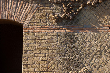 Details of ancient roman bricks wall at Villa Adriana