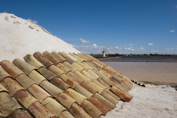 Salt at the salt ponds near Trapani in Sicily