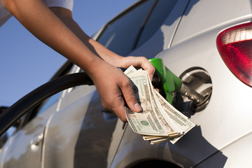 refueling vehicle at gas station