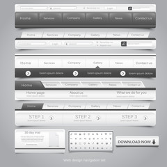 Web design navigation set. Vector