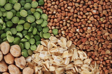 buckwheat oatmeal grains background