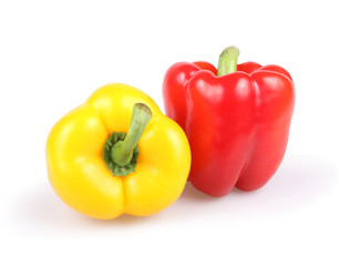 red and Yellow pepper on white background
