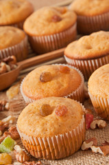 Muffins with nuts and raisins 