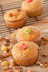 Muffins with nuts and raisins 