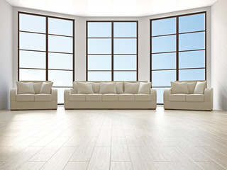 Fototapeta premium Livingroom with sofa and a armchairs