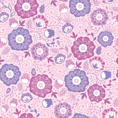 Vector Purple Blossom Seamless Pattern Background with subtle
