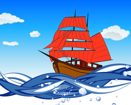 Sailboat With Scarlet Sail