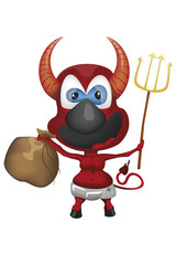 Devil with diapers and a bag