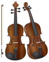 Fototapeta na wymiar Violins with Bow Illustration