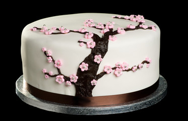 Cake on isolated black background
