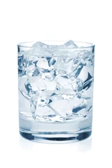 Schilderijen op glas Glass of pure water with ice cubes © karandaev