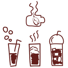 hand-drawn coffee cups for design