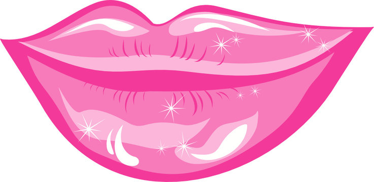Sensuality lips. Pink lipstick